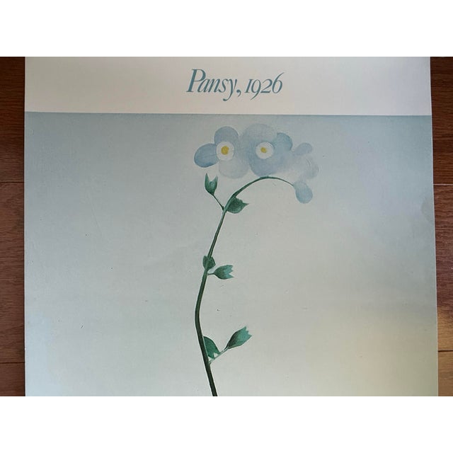 Printmaking Materials Vintage 1988 Georgia O'Keeffe "Pansy, 1926" Brooklyn Museum Large Format Exhibition Poster For Sale - Image 7 of 12
