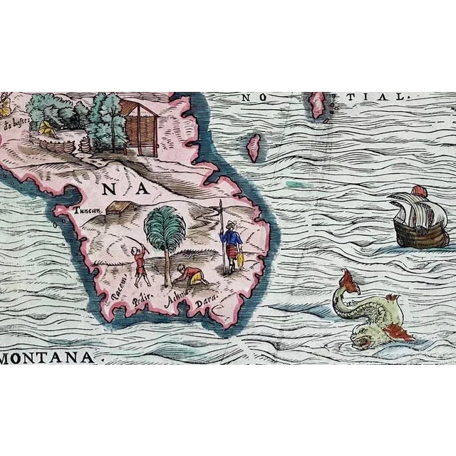 Hand-Colored Woodcut Map of Sumatra from Ramusios Delle Navigationi, 1606 For Sale - Image 3 of 6