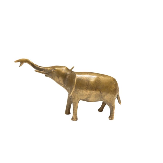 Vintage African Golden Patina Elephant Trunk Up For Sale - Image 10 of 10