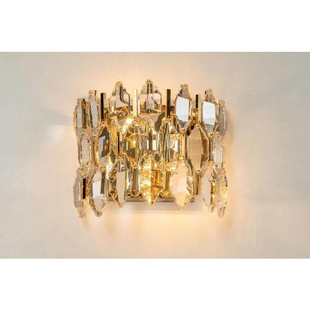 Golden Gilded Brass & Crystal Sconces from Palwa, Germany, 1970s, Set of 2 For Sale - Image 9 of 11