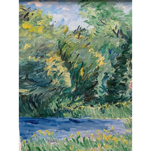 Bruce Steinhoff Original Oil Painting Flowers and Trees Munzars Pond, 1996 - Framed For Sale - Image 4 of 14