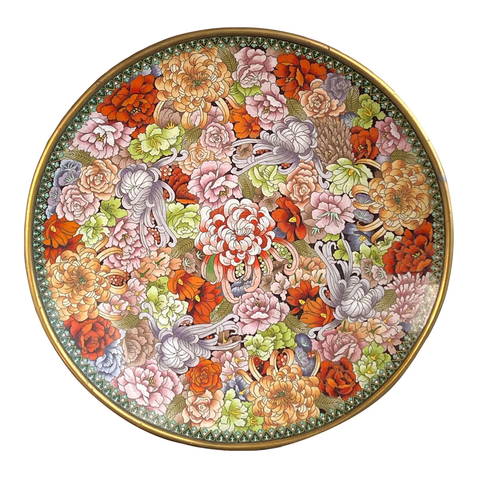 Monumental Antique 1920's Chinese Imperial Cloisonne Serving Tray / Charger