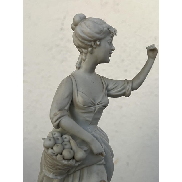 Biscuit Sculpture of Lady with Fruits Basket by Benacchio for Triade Capodimonte, Italy, 1970s For Sale - Image 9 of 13
