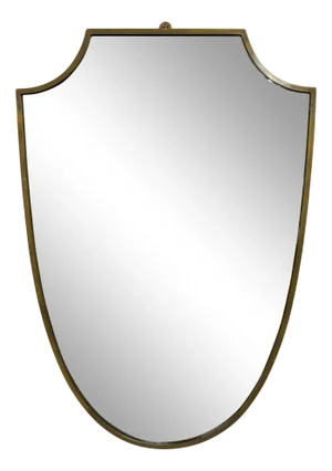 Italian Brass Shield Mirror, 1950s