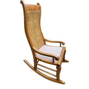Early 1900s Antique Tiger Maple Lincoln Style Rocker
