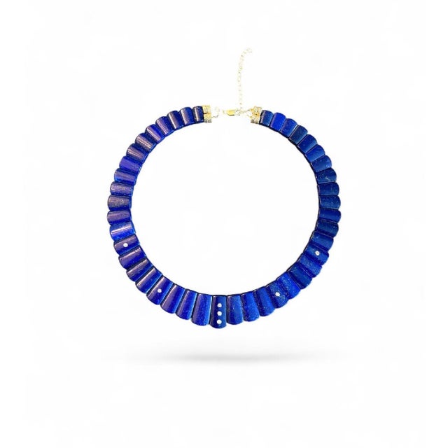 2020s The Cleopatra Lapis Collar Necklace With Diamonds & 14k Gold For Sale - Image 5 of 8
