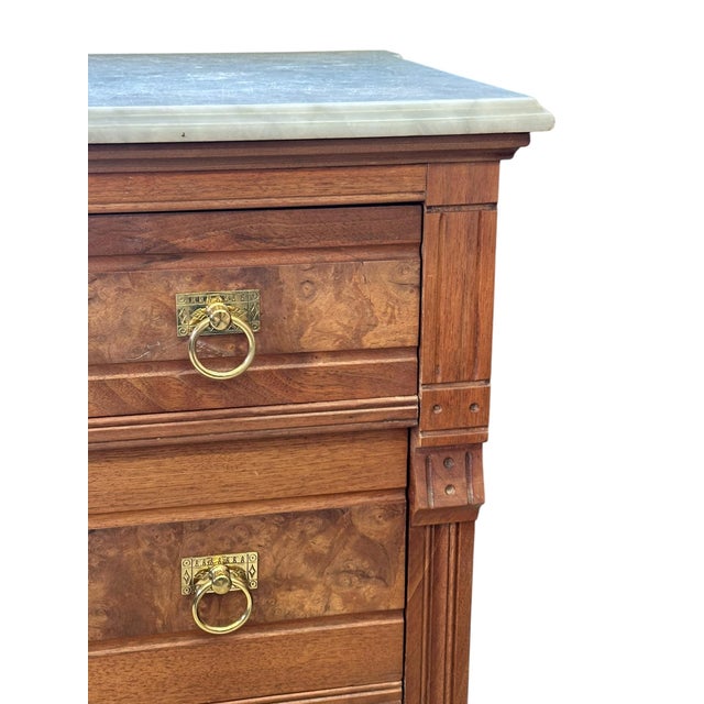 Antique Marble Topped French Provincial Sideboard Description: A beautifully proportioned antique marble-top sideboard...