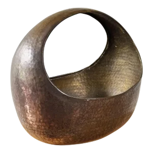 Mid-Century Hand Forged and Hammered Brass Bowl Basket
