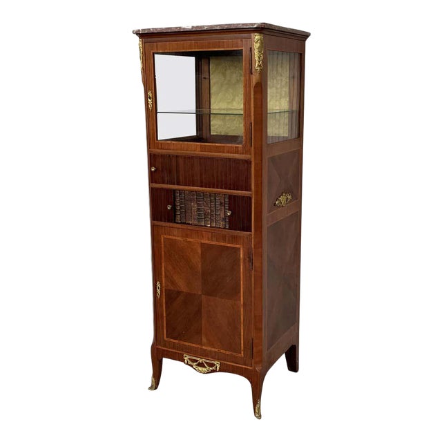 French Late 20th Century Louis XVI Period Mounted Cabinet Vitrine For Sale