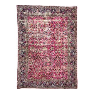 Antique Botanical BEAUTY with Magenta Rug 8.11 x 12.1 For Sale