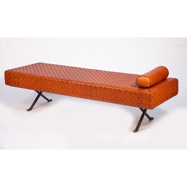 Late 20th Century Enzo Mari “Sigmund” Daybed for Driade — Braided Leather, Steel & Wood — Italy, Late 20th Century For Sale - Image 5 of 10