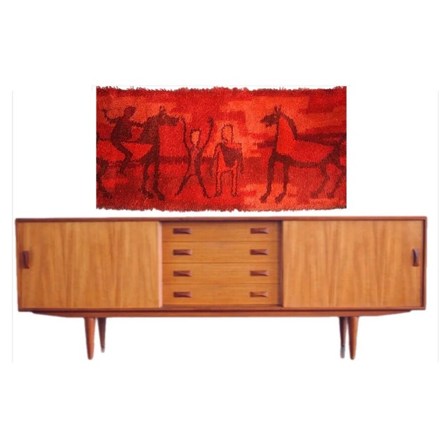 Textile Sale! 60s Vintage Ege Rya Rug Wool Danish Modern Cubist Etruscan Horses & Riders Textile Art Wall Hanging For Sale - Image 7 of 12