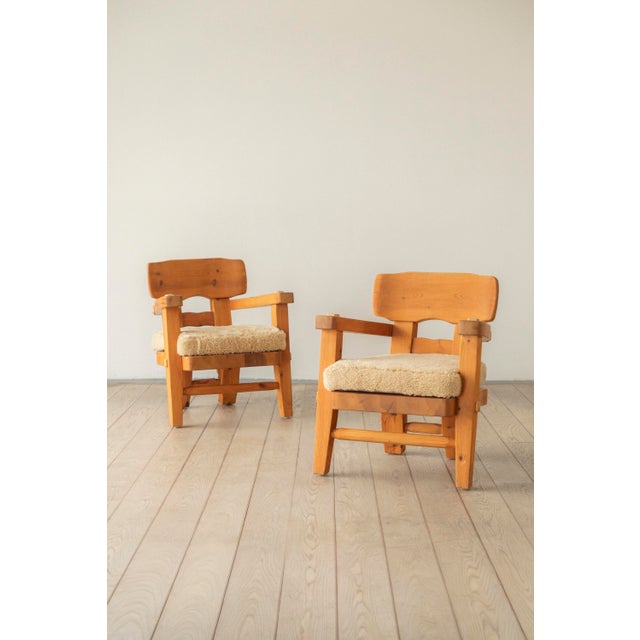 Tan Pine Lounge Chairs by Stig Sandqvist, 1960s, Set of 2 For Sale - Image 8 of 8