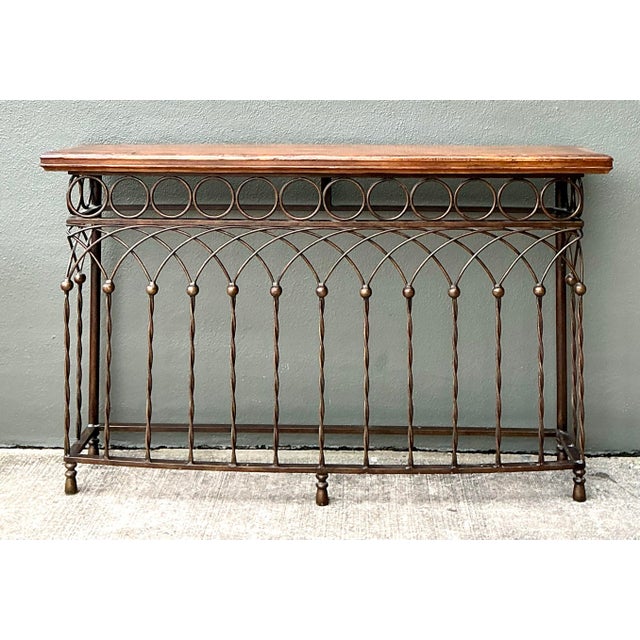 Vintage Twisted Wrought Iron Console Table For Sale - Image 10 of 12