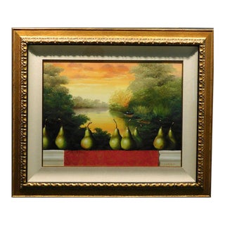 James Jensen Untitled Pears Original Pastel on Paper Custom Framed Hand Signed For Sale