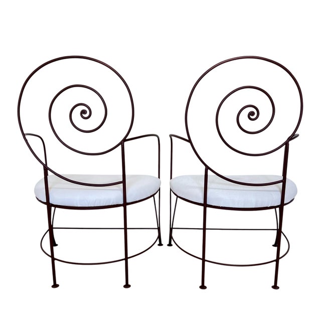 Late 20th Century Vintage Art Nouveau Nautilus Spiral Iron Armchairs - A Pair For Sale - Image 5 of 12