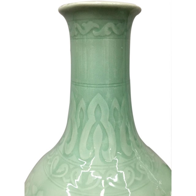 Long Neck Celedon Vases For Sale - Image 4 of 5