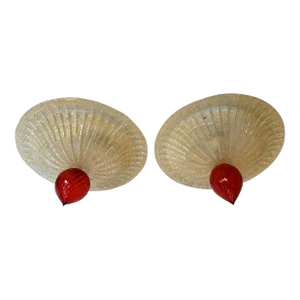 Set of 2 Contemporary Murano Glass Sputnik Flush Mounts