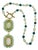 1980s Green Gemstone Jade Bead Necklace Gold Tone Toggle Closure For Sale