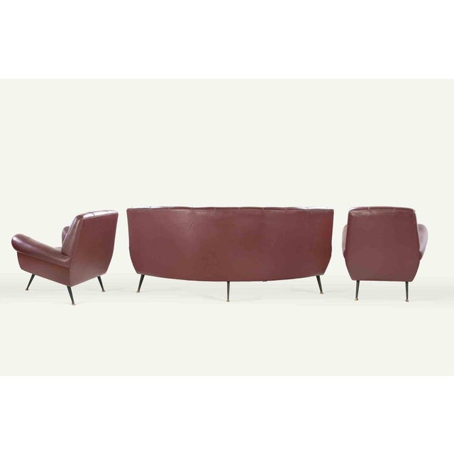 Maroon Vintage Sofa Set by Gigi Radice, Mid-20th Century, Set of 3 For Sale - Image 8 of 12