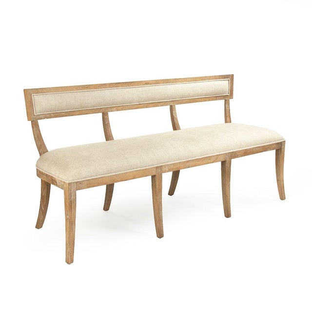 Carvell Bench - Natural Linen / Oak Frame For Sale - Image 4 of 4