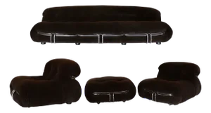 Soriana Sofa, Armchairs and Ottoman by Afra E Tobia Scarpa for Cassina, 1970s, Set of 4