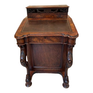 Mid 19th Century Antique Burl Wood Davenport Desk - Fully Restored For Sale