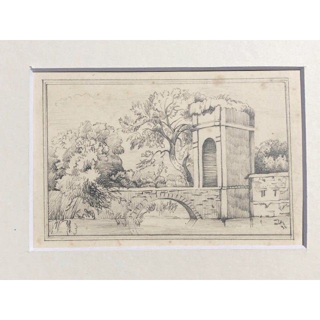 Realism 19th Century Antique Italian Graphite Landscape Drawing 1831 For Sale - Image 3 of 7