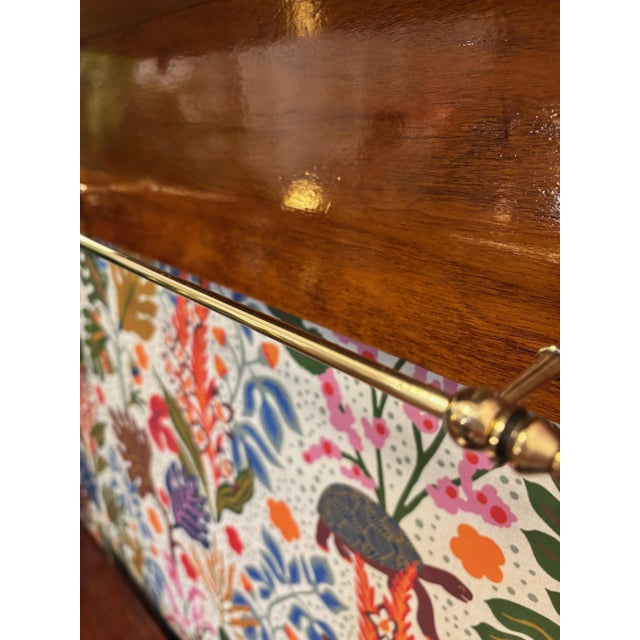 Charming Art Nouveau wall shelf/spice rack, circa 1920 With one shelf and brass edging, including brass dish towel hanger