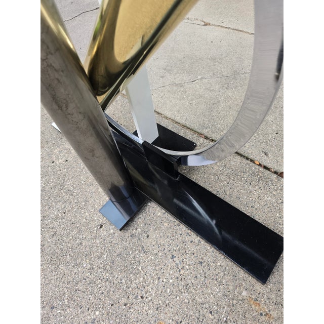 Metal 1980s Postmodern Kaizo Oto for Design Institute of America Style Glass Top Console Table For Sale - Image 7 of 12