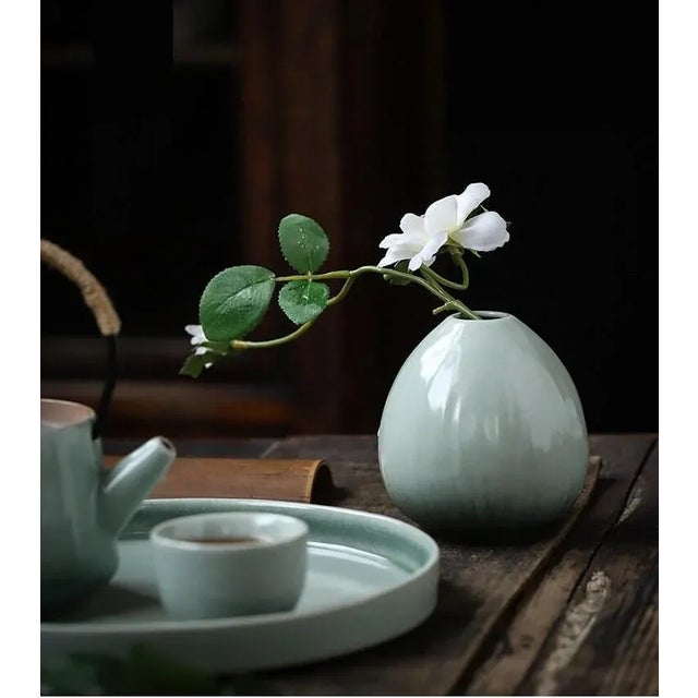 Celadon Moon Vase with Lotus Flower For Sale - Image 11 of 12