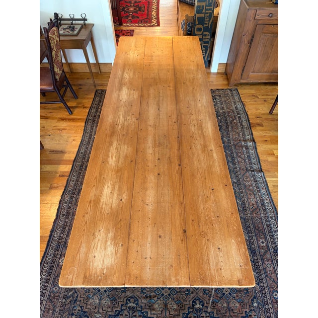 Custom Made Pine Harvest Table For Sale - Image 10 of 11