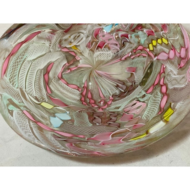 Large Vintage Hand Blown Murano Glass Cigarette Cigar Ashtray Italy Latticino For Sale - Image 10 of 13