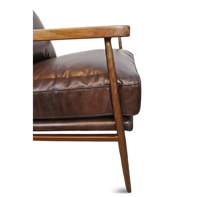 2020s Chestnut Leather Accent Chair For Sale - Image 5 of 8