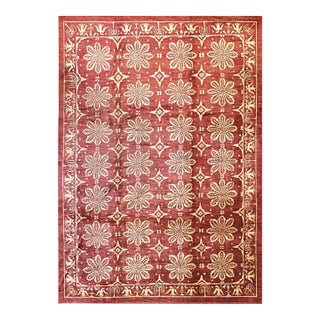 10x14 Majestic Artisan Coral Starburst Medallion Handknotted Afghan Wool Rug For Sale