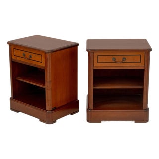Art Deco Style Cherrywood Bedside Tables, Pair For Sale