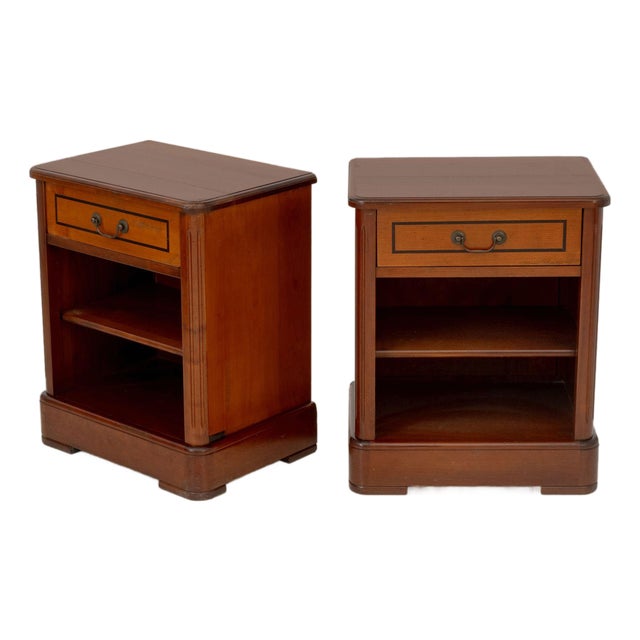 Art Deco Style Cherrywood Bedside Tables, Pair For Sale
