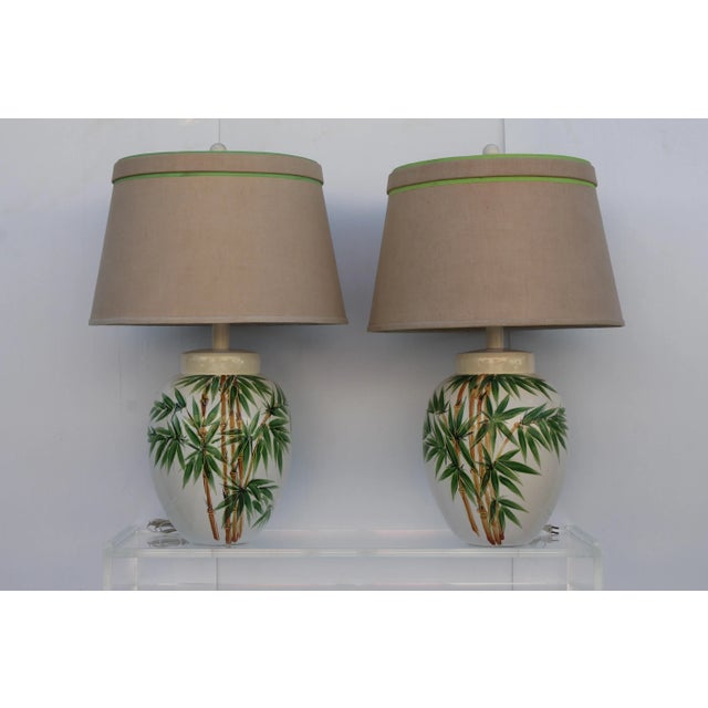 Glazed Ceramic Palm Tree Lamps A Pair Chairish