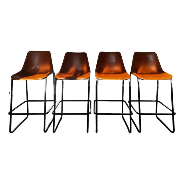 Vintage Industrial Bar Stools 72cm Seat – Original Patina – Set of 4 For Sale