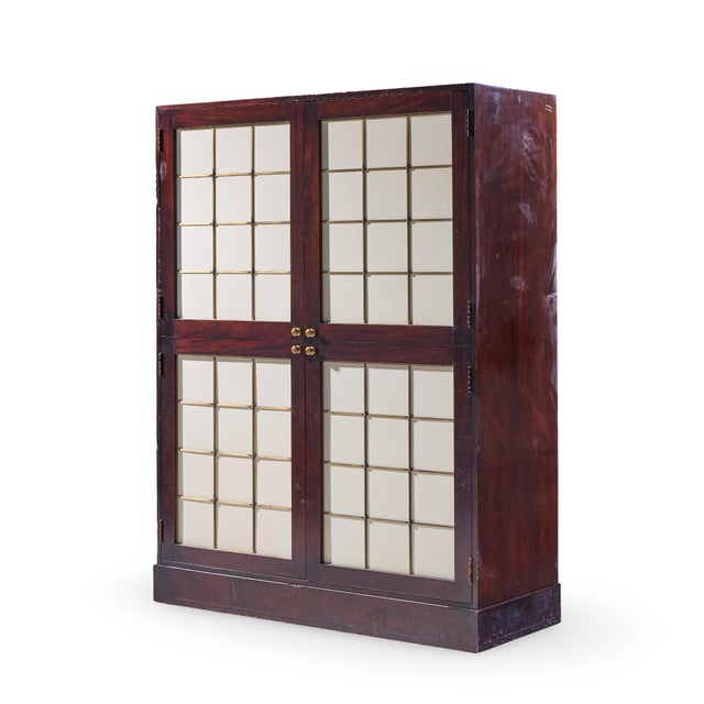 Contemporary Thomas Pheasant for Baker Mahogany, Brass and Leather Cabinet For Sale - Image 3 of 9