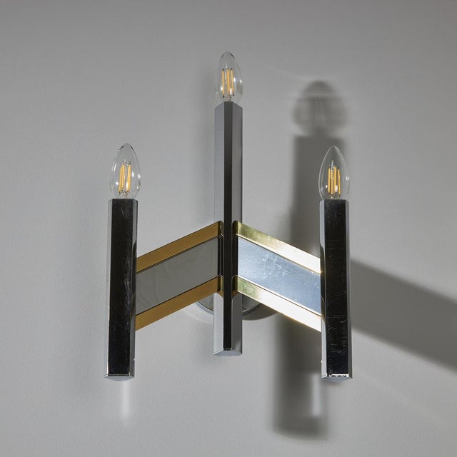 Vintage Chrome and Gold-Plated Wall Lamp by Gaetano Sciolari, 1970s For Sale - Image 15 of 15