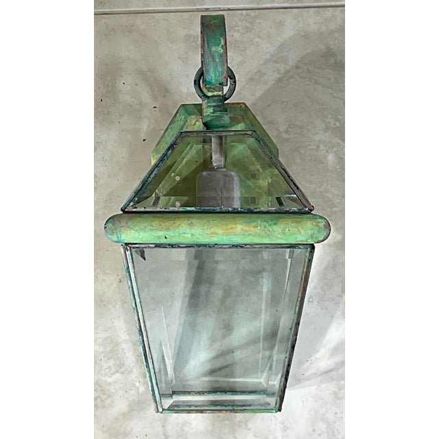 Green Funky Single Vintage Solid Brass Lanterns - 7”w X 8”d X 13” High For Sale - Image 8 of 10