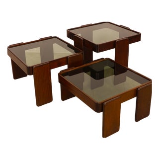 Glass Mod. 784 Nesting Tables by Gianfranco Frattini for Cassina, 1970s, Set of 3 For Sale