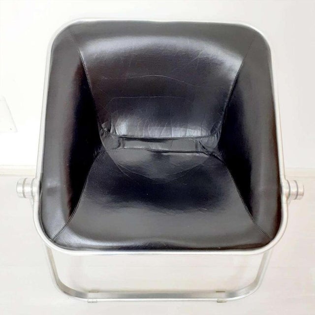 Black Leather Plona Folding Armchair by Giancarlo Piretti for Anonima Castelli, Italy, 1970 For Sale - Image 3 of 12