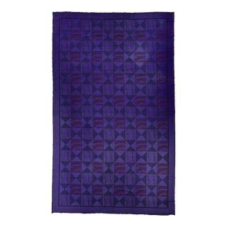 Late 20th Century Purple Vintage Needlepoint Wool Rug With Geometric Design For Sale