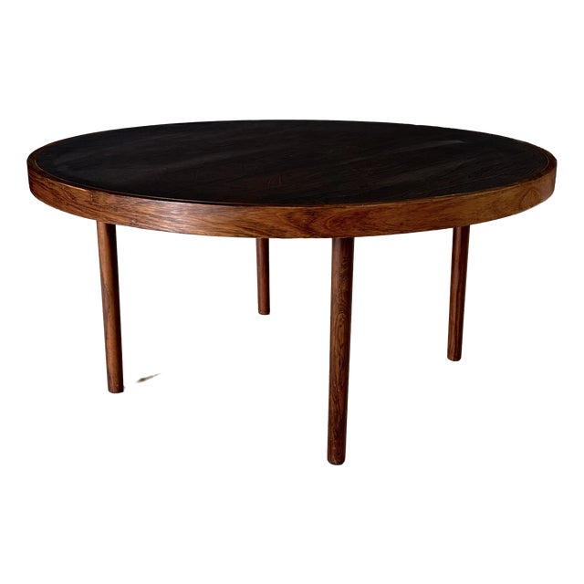 Mid-Century Modern Scandinavian Teak Coffee Table with Copper Inlay, Denmark, 1960s For Sale