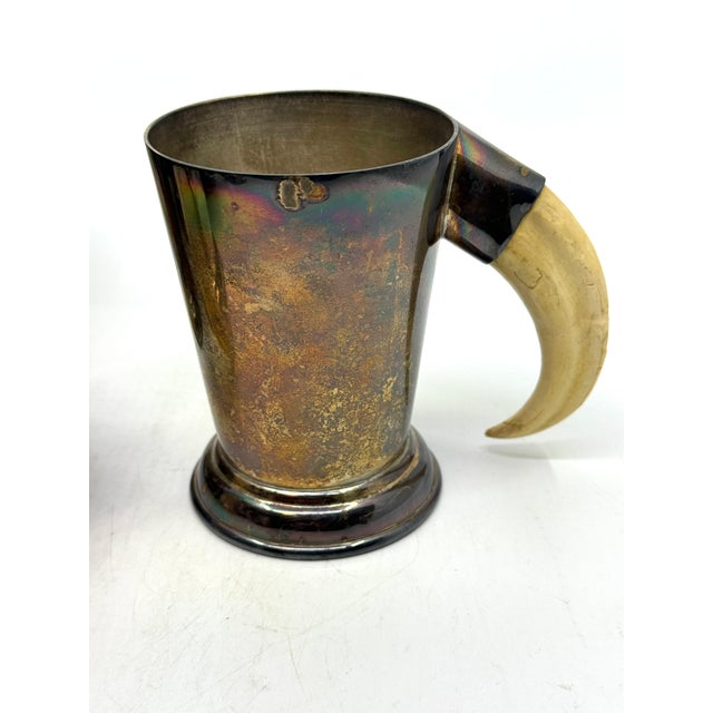 Early 20th Century P.H. Vogel Silverplate with Boar Tusk Handled Mugs - Set of 8 For Sale - Image 9 of 13
