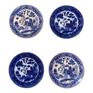 Antique Japan Blue Willow Plates- Set of 4 For Sale