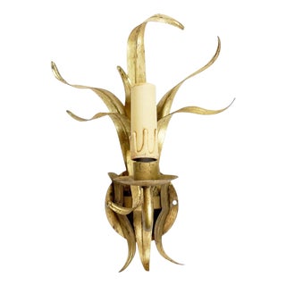 Gilt Metal Wall Light, France, 1970s For Sale