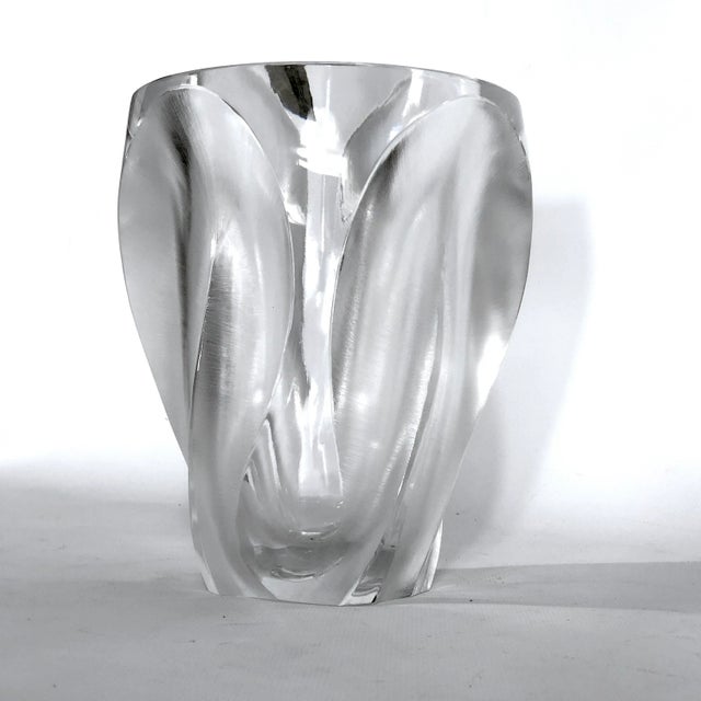 Polished and Frosted Crystal Glass Ingrid Vase from Lalique, 1960s For Sale - Image 15 of 15